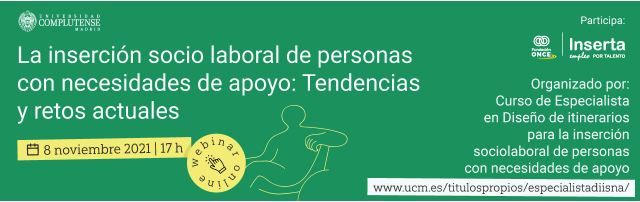 Webinar gratuito: Inserción sociolaboral de personas con necesidades de apoyo