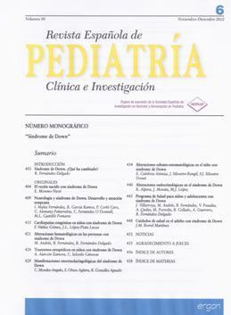 Revista Española de Pediatría Número especial dedicado al Síndrome de Down